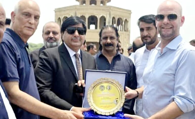 Belgium Ambassador Charles Idesbald Thierry visits Hockey Stadium and Hirn Minar