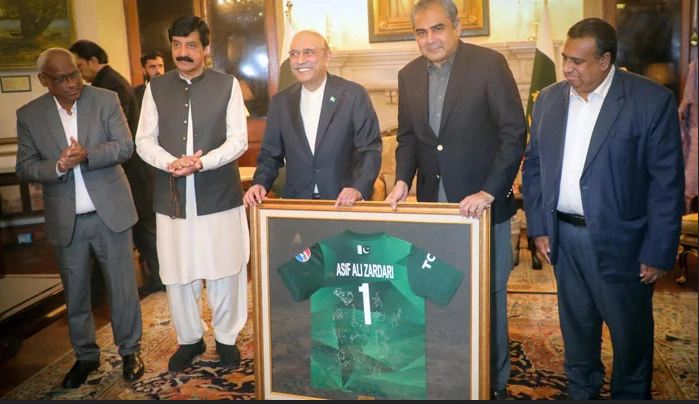 President Zardari urges cricketers to leave politics to politicians