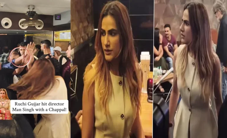 Indian Actress Ruchi Gujjar Hits Producer with Chappal at Film Screening