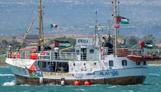 Aid boat ‘Hanzala’, which departed from Italy, arrived 150 kilometers from Gaza