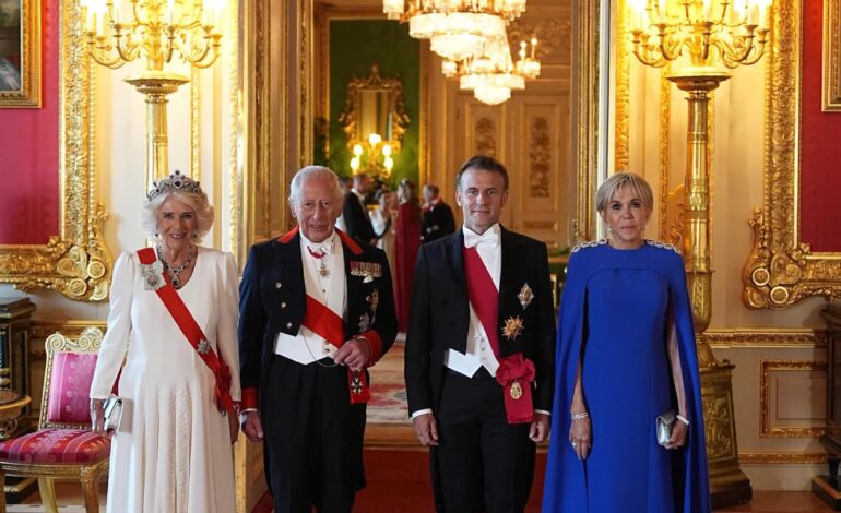 King Charles and Queen welcomes French President Macron and his wife at Windsor castle