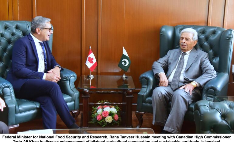 Pakistan, Canada commit to strengthening agricultural partnership boosting trade: Minister Rana Tanveer Hussain