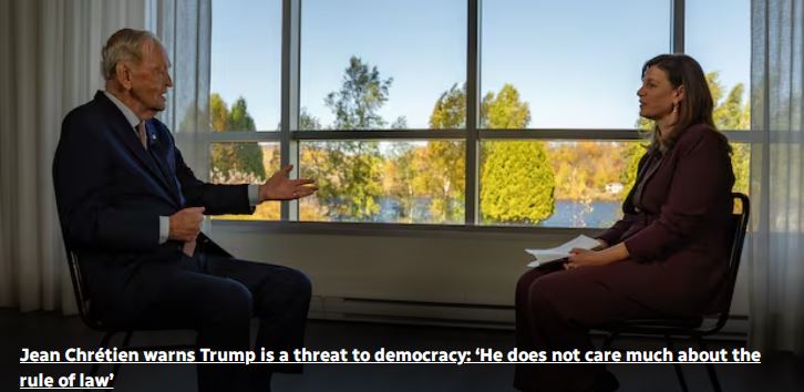 Donald Trump is a threat to democracy, warns former prime minister Jean Chrétien