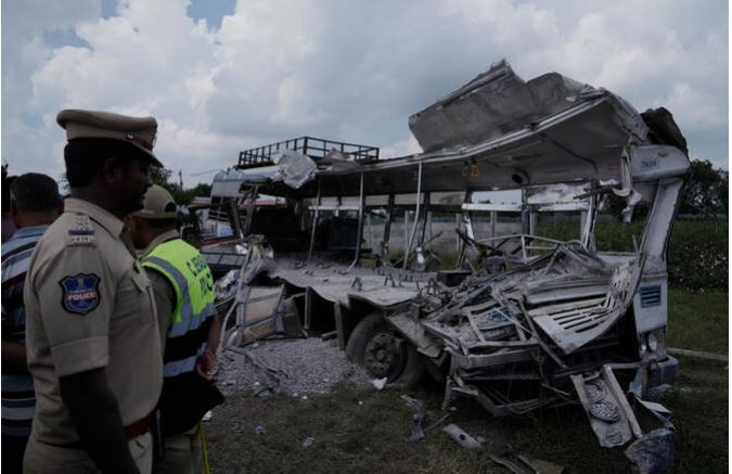 Truck rams into bus in southern India, killing at least 20