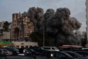 Displaced Lebanese families flee southern Lebanon as Israeli forces advance toward the Litani River in the latest invasion of the country.