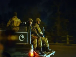 Pakistani security forces conducting a counterterrorism operation in North Waziristan targeting militant hideouts and terrorist networks.