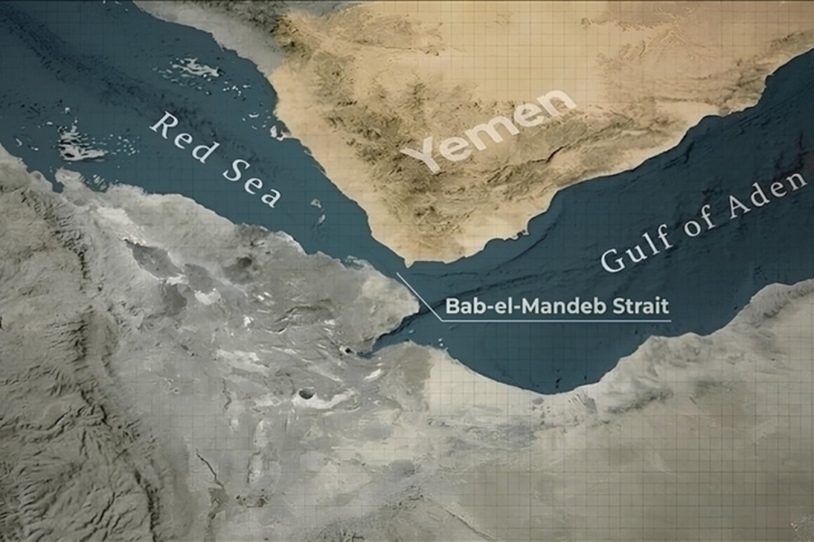 Houthi-controlled coastline at the Bab al-Mandeb Strait, a critical shipping chokepoint that a Houthi official warned could be closed amid the Iran-US war.