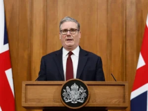 British Prime Minister Keir Starmer says UK will not back blockade of Strait of Hormuz or be dragged into Iran war.