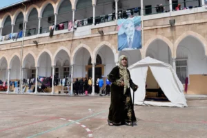 Displaced Lebanese families seek shelter as UNHCR reports over 1 million people displaced by Israeli attacks, with one in five people in Lebanon affected.