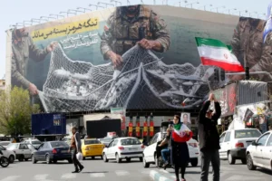Iranian Revolutionary Guards naval forces in the Strait of Hormuz, where Iran declares permanent shift in control and establishment of a 'new order' in the Gulf.