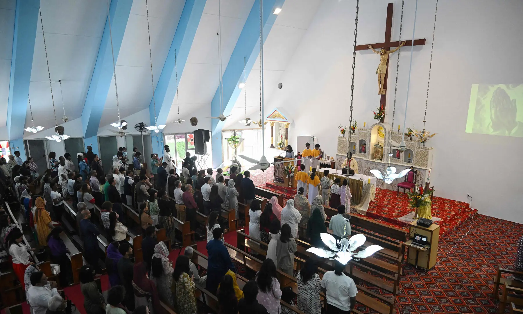 Christians attend Easter Sunday mass at Fatima Church in Islamabad as President Zardari and PM Shehbaz commend community's services