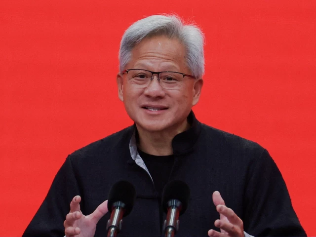 Nvidia CEO Jensen Huang discussing AI chips and China market access during international technology and trade discussions.