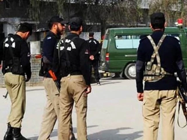 Police and security personnel conducting patrols and security checks on highways in Balochistan after terror threat alerts.