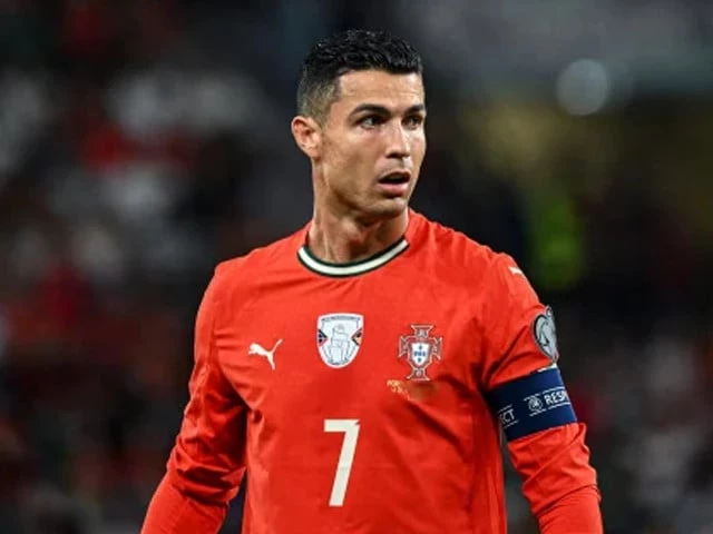 Cristiano Ronaldo in Portugal colors preparing for a historic sixth FIFA World Cup appearance at age 41.