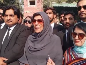 Aleema Khan addressing media regarding reports about Imran Khan's detention and alleged meetings at Adiala Jail.