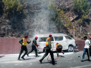 Children Among 10 Killed as Tourist Van Catches Fire on Murree Expressway