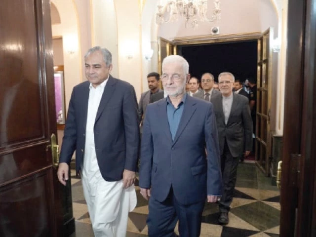 Pakistan Interior Minister Mohsin Naqvi arriving in Tehran for high-level diplomatic meetings with Iranian officials.