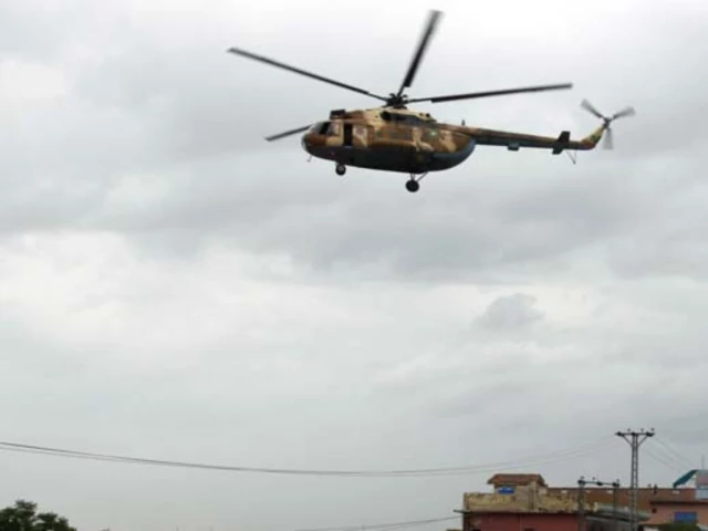 Pakistan Army Mi-17 helicopter during a military aviation operation before the crash near Muzaffarabad
