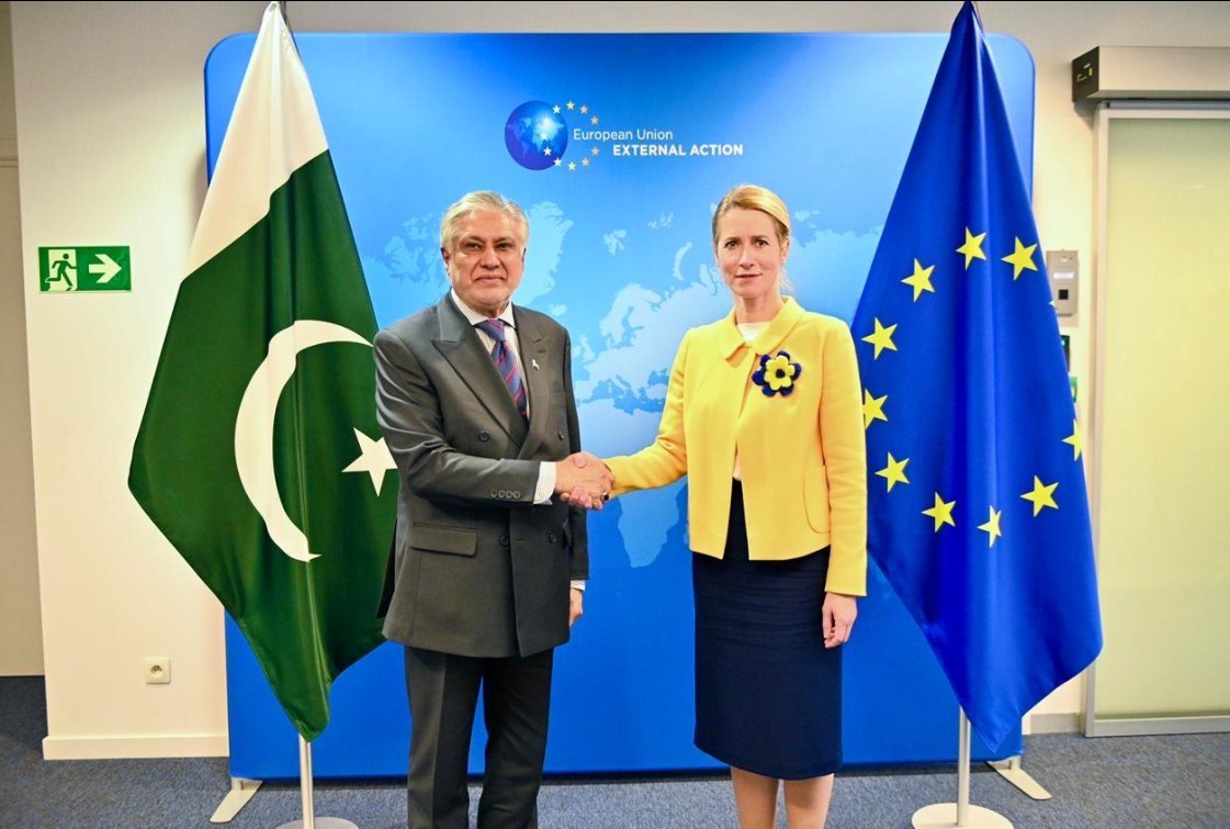 EU foreign policy chief Kaja Kallas and Deputy Prime Minister Ishaq Dar during the Pakistan-EU Strategic Dialogue in Islamabad.