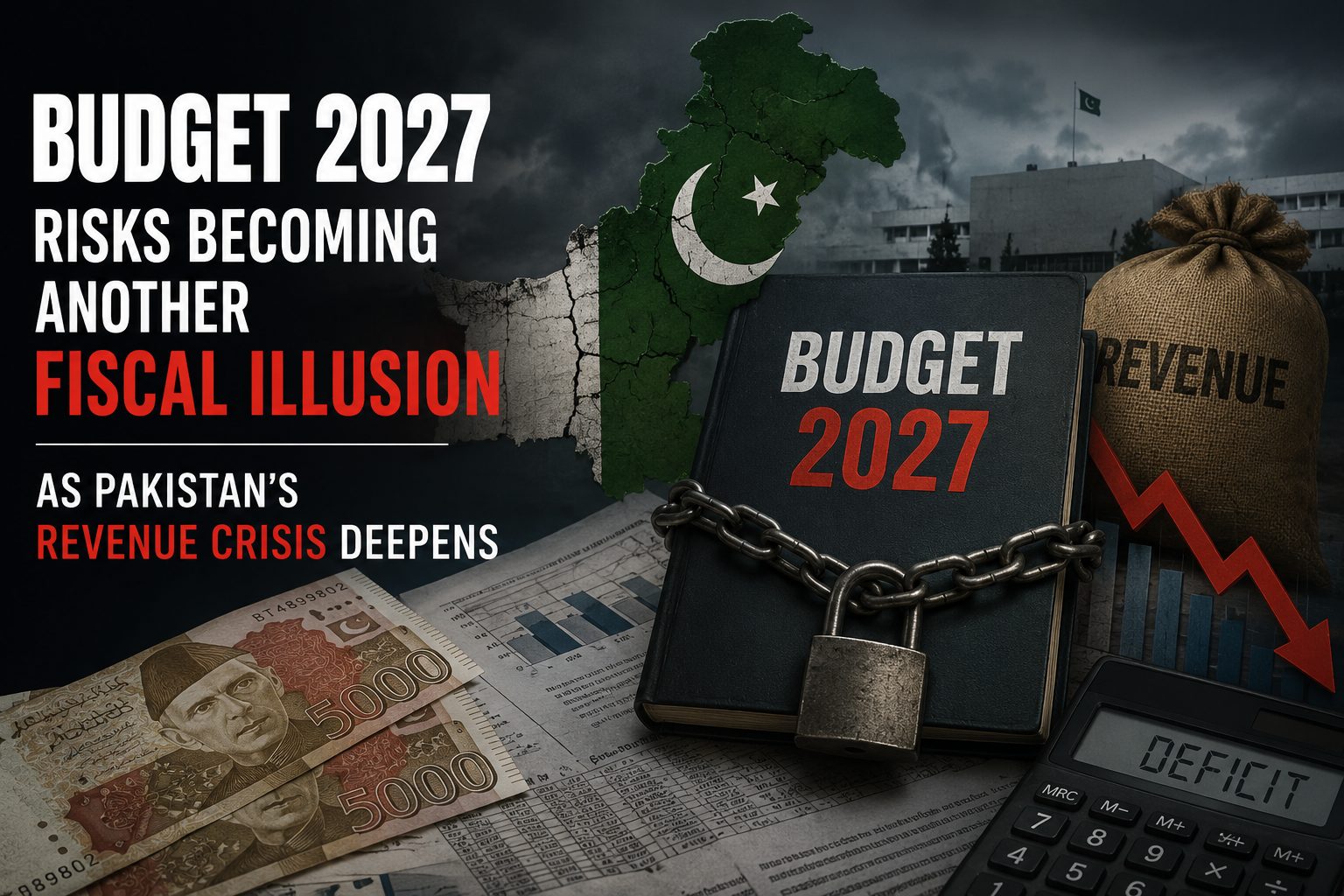 Financial charts, tax documents and Pakistan budget planning concept illustrating fiscal policy and revenue challenges.