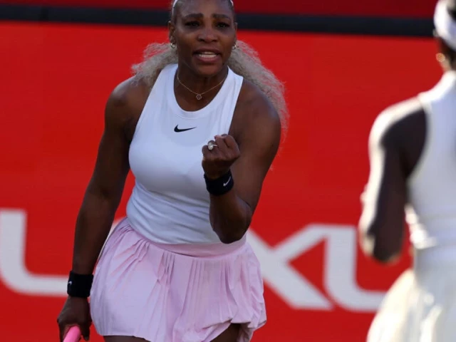 Serena Williams celebrates her victorious return to competitive tennis at the Queen’s Club Championships in London.